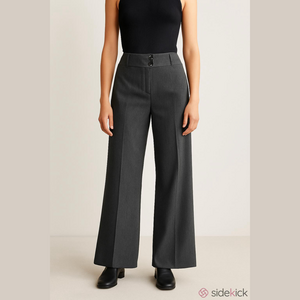 Sandro Sportswear High Rise Trouser Wide Leg Pants Charcoal Gray Womens Size 10